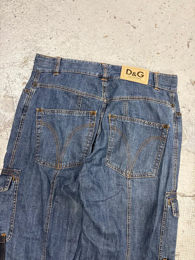 SS2003 Dolce & Gabbana Blue Aviator Full Zip Cargo Jeans aiVDlpx 8