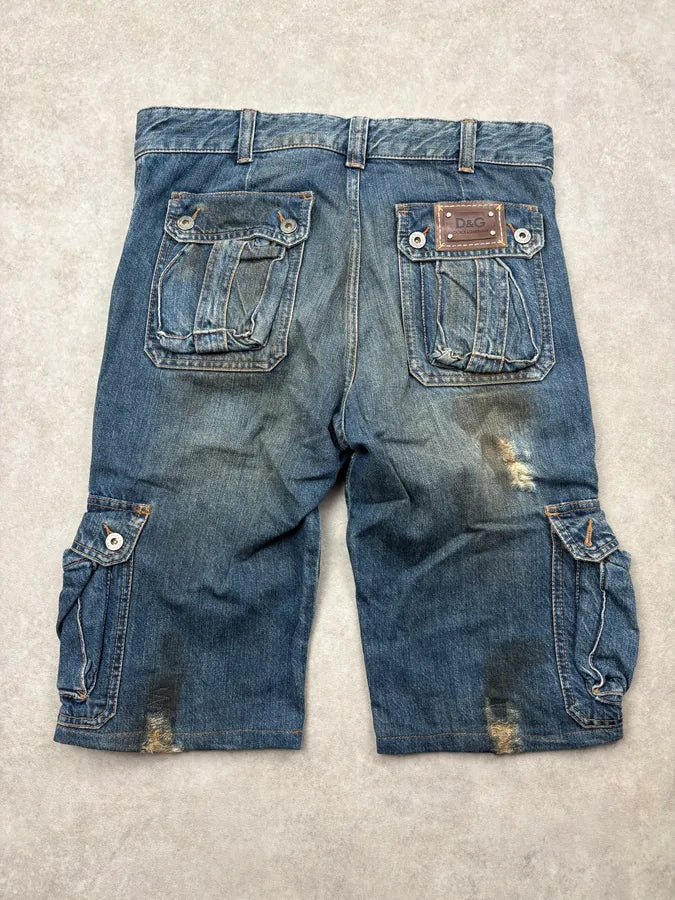 2000s Dolce & Gabbana Blue Denim Multi-Pocket Distressed Jeans YsNFvcA 5
