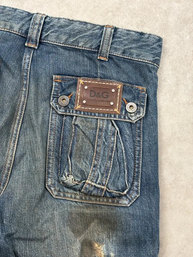 2000s Dolce & Gabbana Blue Denim Multi-Pocket Distressed Jeans YsNFvcA 7
