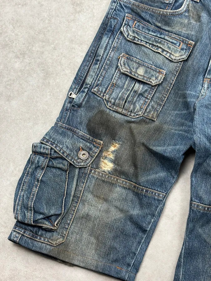 2000s Dolce & Gabbana Blue Denim Multi-Pocket Distressed Jeans YsNFvcA 8
