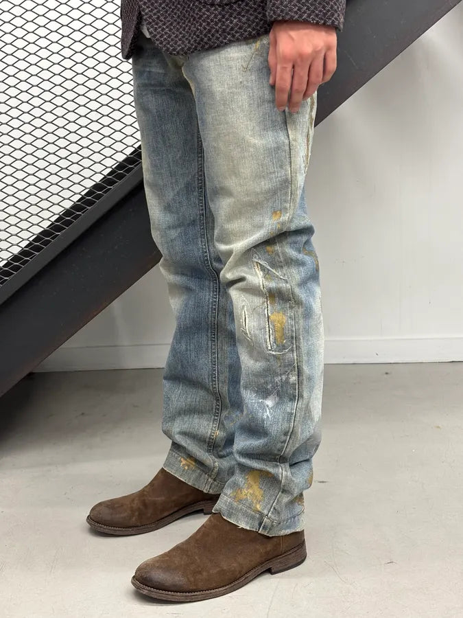 AW2005 Dolce & Gabbana Blue Denim Paint Splatter Jeans sFRPoUk 3