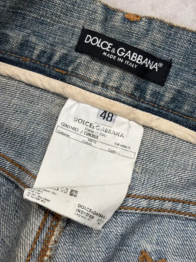 AW2005 Dolce & Gabbana Blue Denim Paint Splatter Jeans sFRPoUk 11
