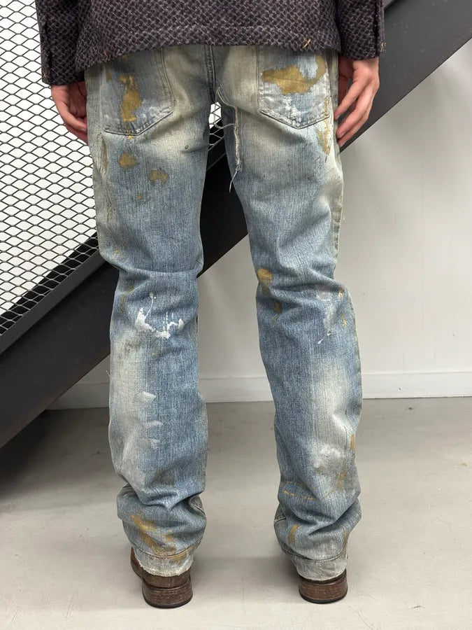 AW2005 Dolce & Gabbana Blue Denim Paint Splatter Jeans sFRPoUk 4