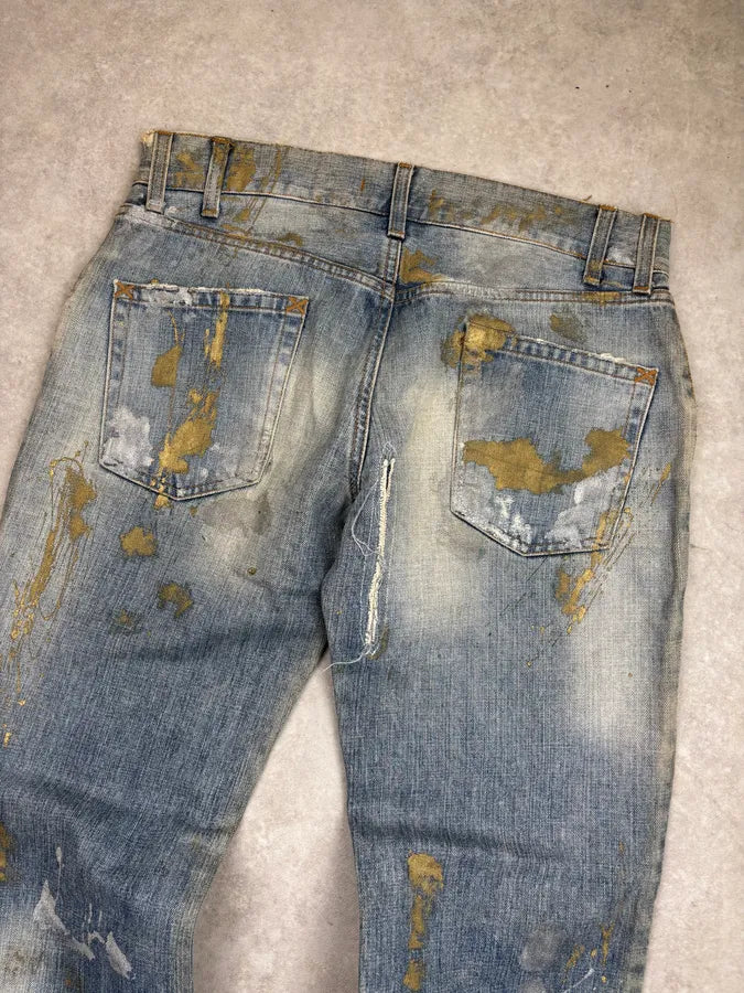 AW2005 Dolce & Gabbana Blue Denim Paint Splatter Jeans sFRPoUk 7
