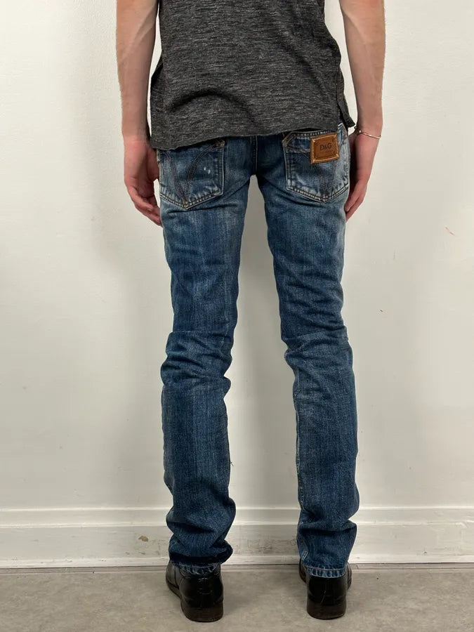 2000s Dolce & Gabbana Blue Denim Washed Slim Jeans rRBlDPv 3