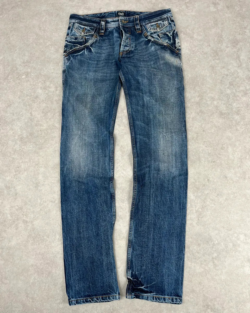 2000s Dolce & Gabbana Blue Denim Washed Slim Jeans rRBlDPv 0