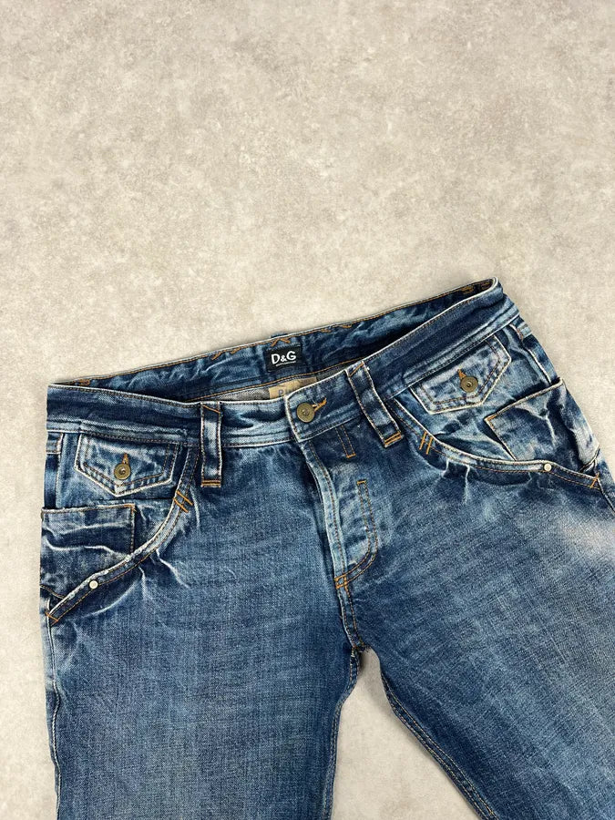 2000s Dolce & Gabbana Blue Denim Washed Slim Jeans rRBlDPv 5