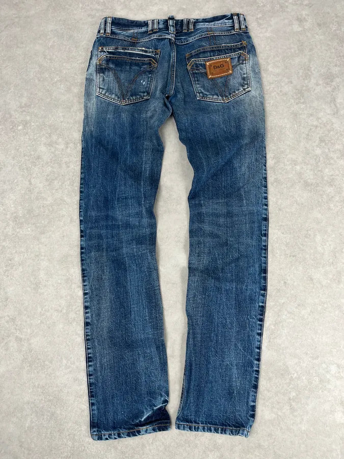 2000s Dolce & Gabbana Blue Denim Washed Slim Jeans rRBlDPv 6