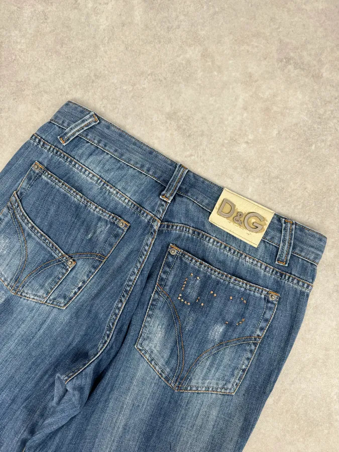 SS2006 Dolce & Gabbana Blue Denim Wide Jeans atRinGF 7