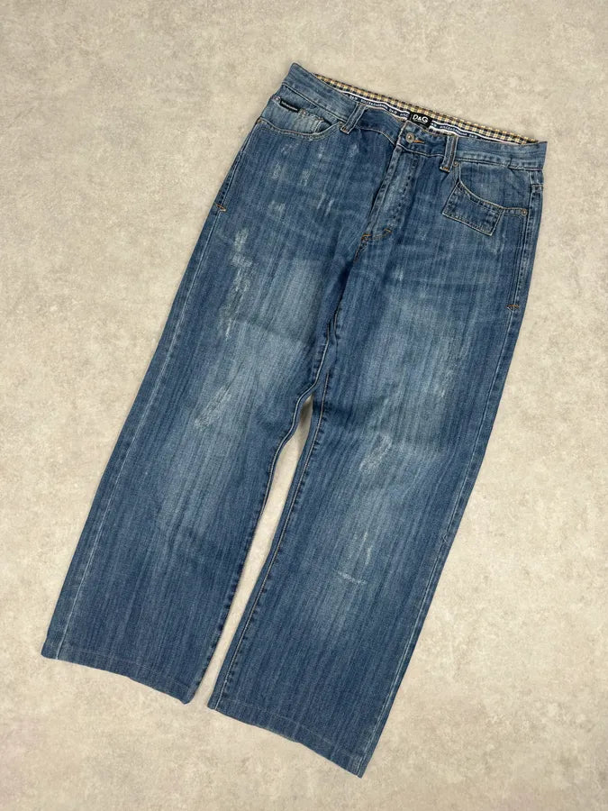 SS2006 Dolce & Gabbana Blue Denim Wide Jeans atRinGF 4