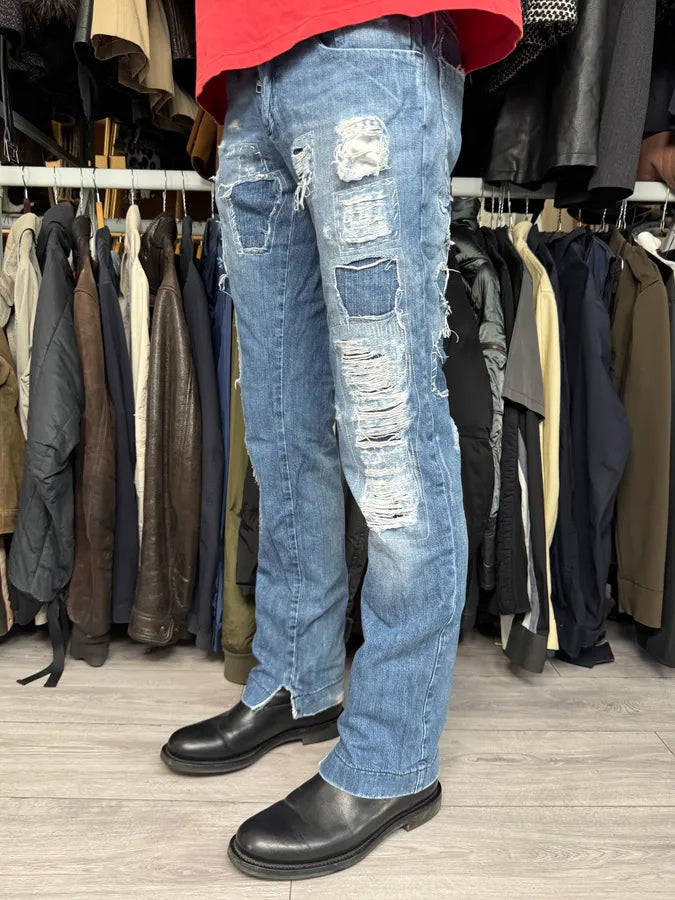 2000s Dolce & Gabbana Blue Destroyed Denim Jeans ghBlAZy 3