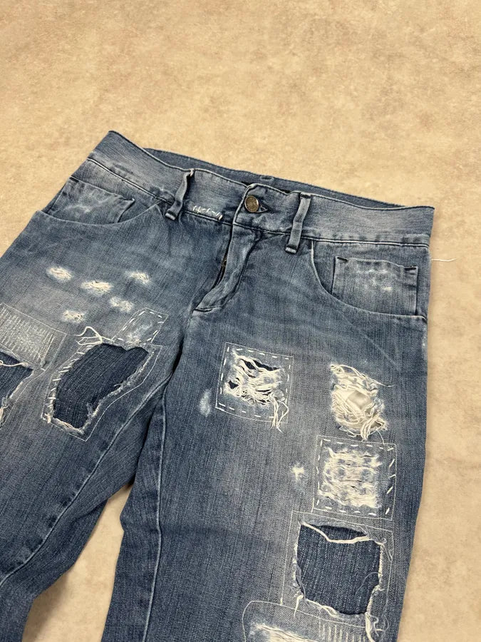 2000s Dolce & Gabbana Blue Destroyed Denim Jeans ghBlAZy 5