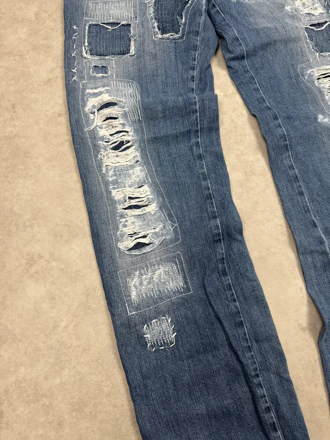 2000s Dolce & Gabbana Blue Destroyed Denim Jeans ghBlAZy 7