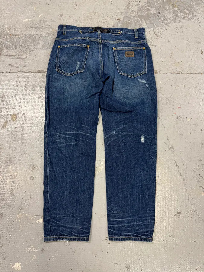 2000s Dolce & Gabbana Blue Distressed Denim Jeans aQRYdDO 2