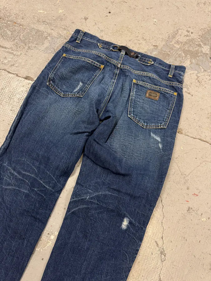 2000s Dolce & Gabbana Blue Distressed Denim Jeans aQRYdDO 3