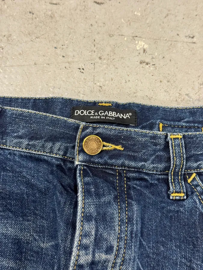 2000s Dolce & Gabbana Blue Distressed Denim Jeans aQRYdDO 5