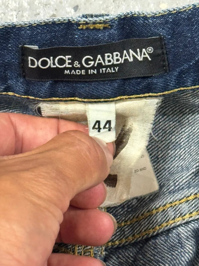 2000s Dolce & Gabbana Blue Distressed Denim Jeans aQRYdDO 6