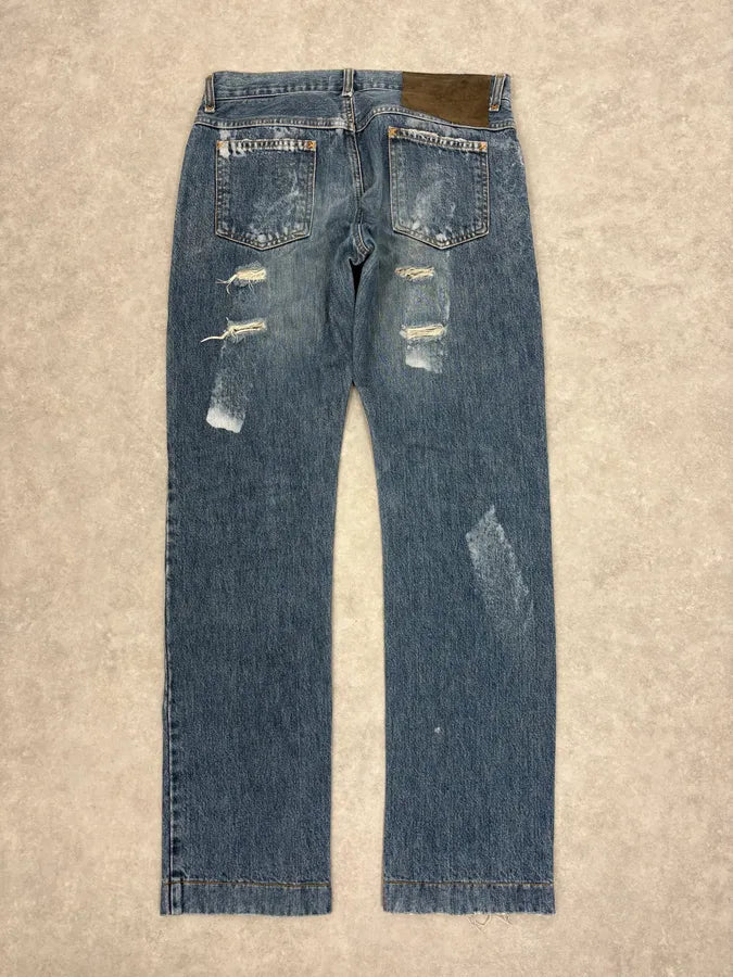 2000s Dolce & Gabbana Blue Distressed Denim Jeans AvFDwfI 7