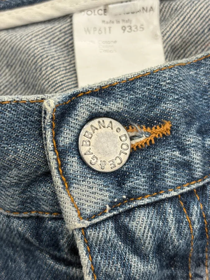 2000s Dolce & Gabbana Blue Distressed Denim Jeans AvFDwfI 8