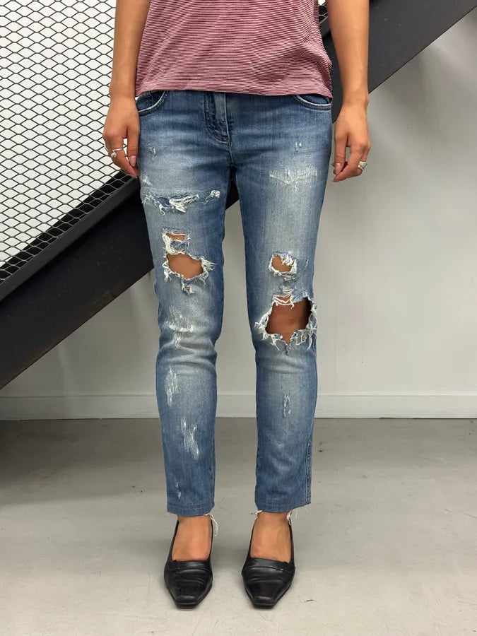 2000s Dolce & Gabbana Blue Distressed Denim Jeans BpFxbgK 1