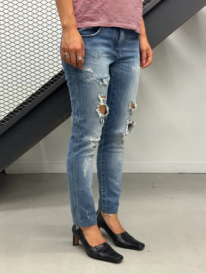 2000s Dolce & Gabbana Blue Distressed Denim Jeans BpFxbgK 2