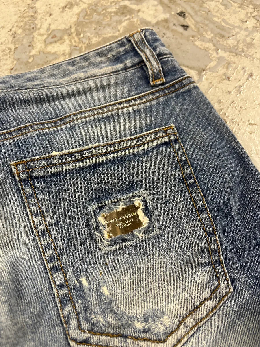 2000s Dolce & Gabbana Blue Distressed Denim Jeans BpFxbgK 4