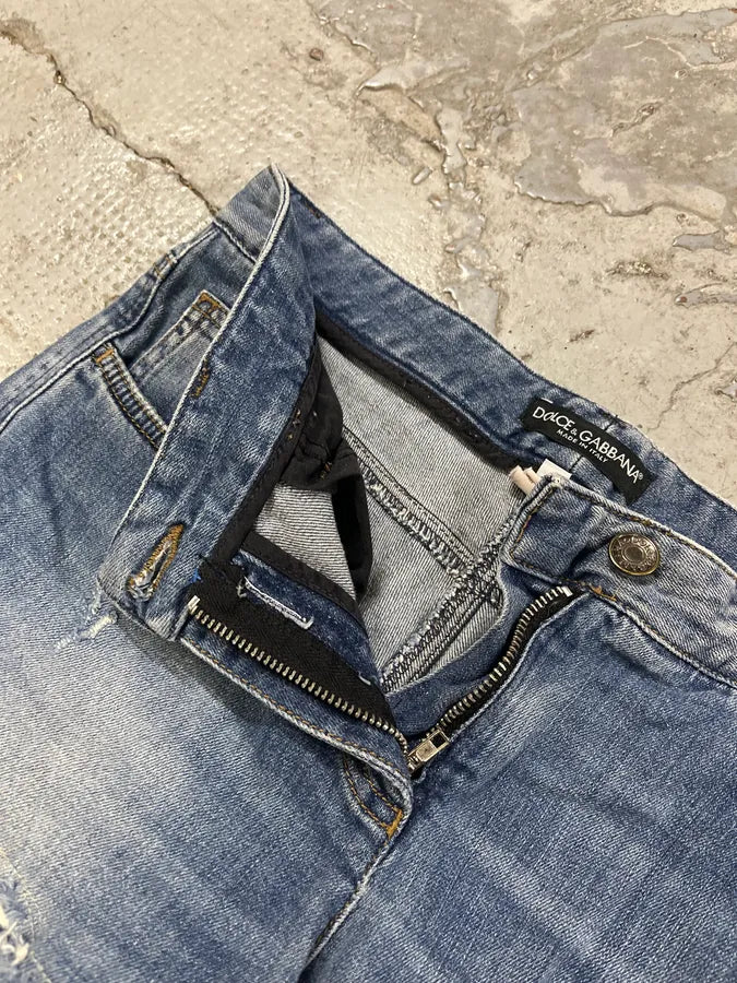 2000s Dolce & Gabbana Blue Distressed Denim Jeans BpFxbgK 5
