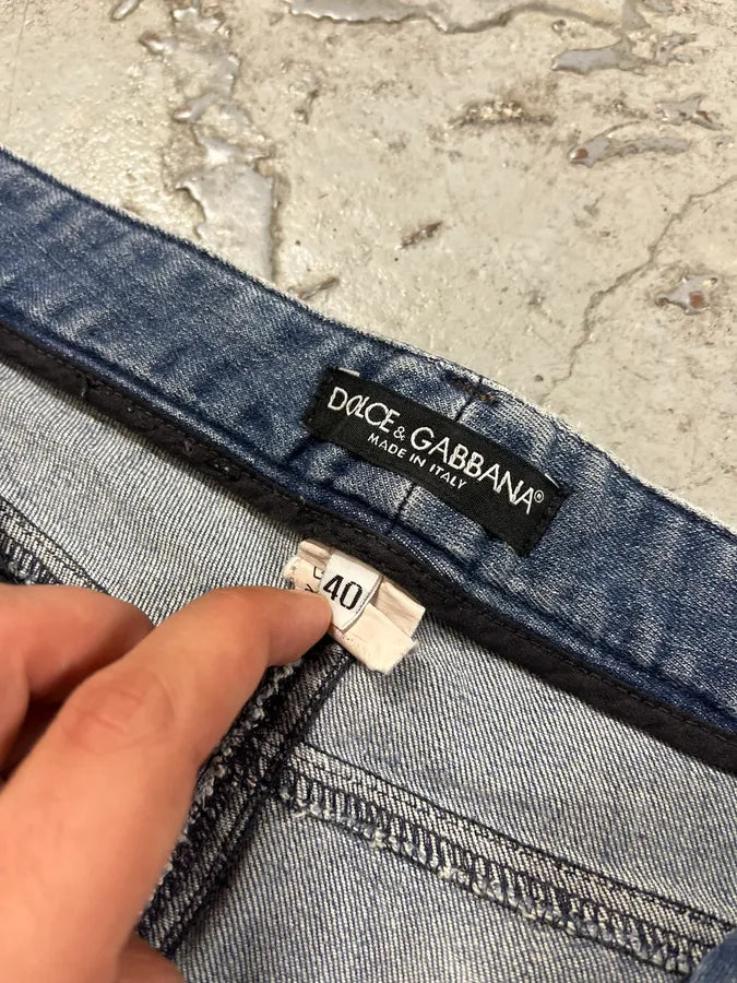 2000s Dolce & Gabbana Blue Distressed Denim Jeans BpFxbgK 9