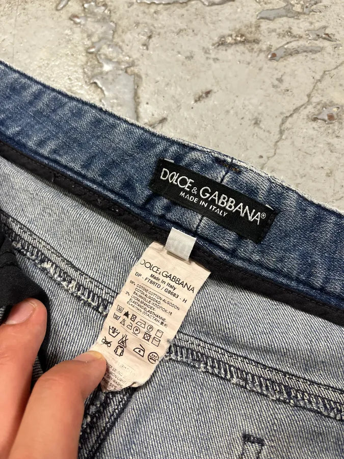 2000s Dolce & Gabbana Blue Distressed Denim Jeans BpFxbgK 7