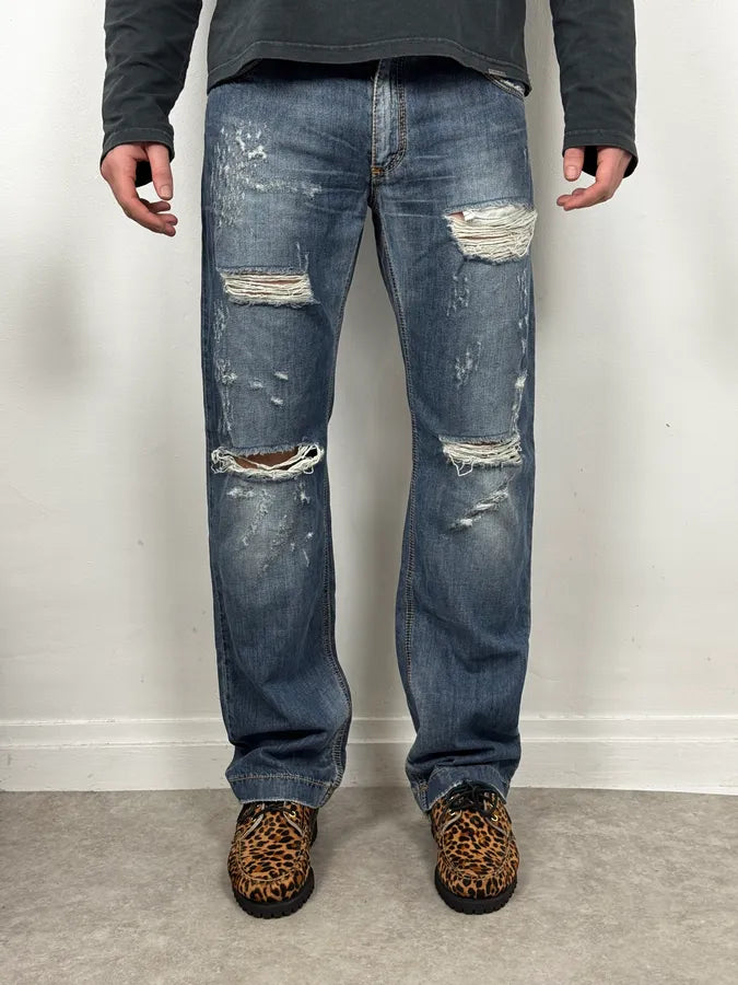 2000s Dolce & Gabbana Blue Distressed Denim Jeans EpBGBqR 0