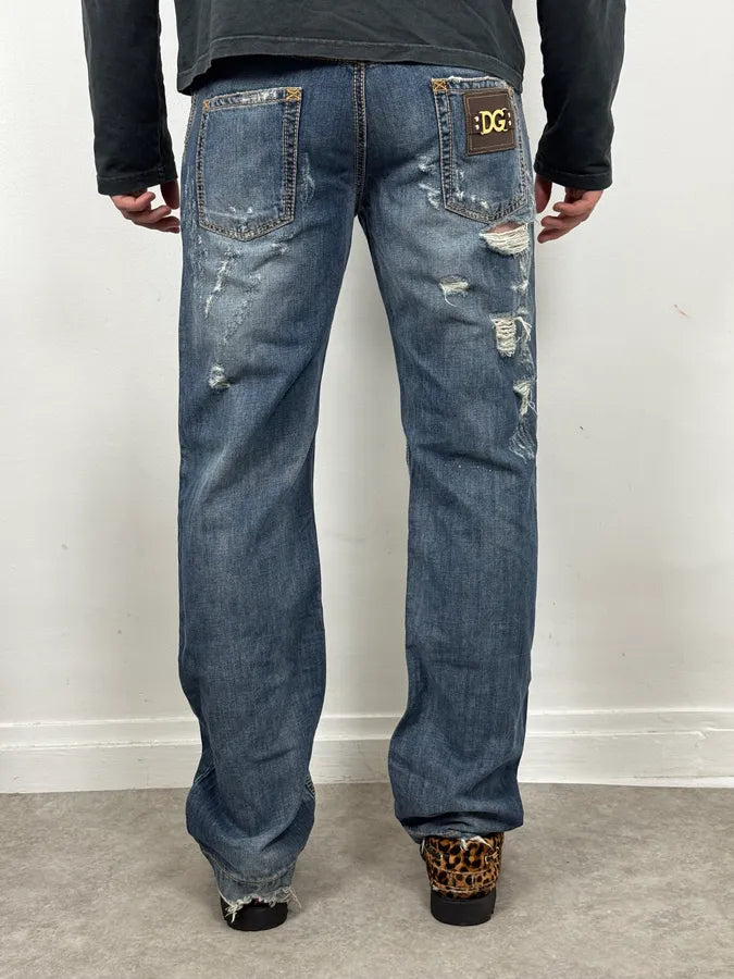2000s Dolce & Gabbana Blue Distressed Denim Jeans EpBGBqR 2