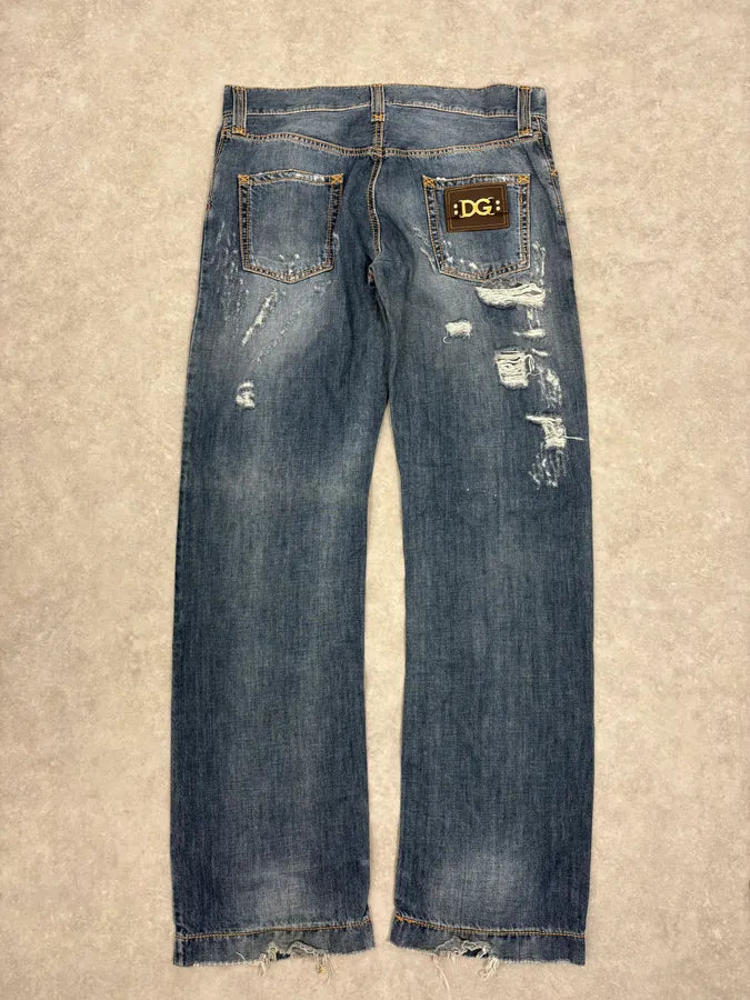 2000s Dolce & Gabbana Blue Distressed Denim Jeans EpBGBqR 6