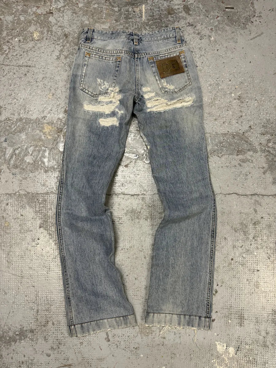 2000s Dolce & Gabbana Blue Distressed Denim Jeans EqAtvFM 1