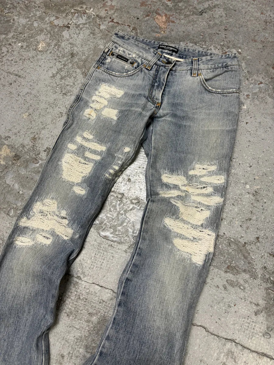 2000s Dolce & Gabbana Blue Distressed Denim Jeans EqAtvFM 2