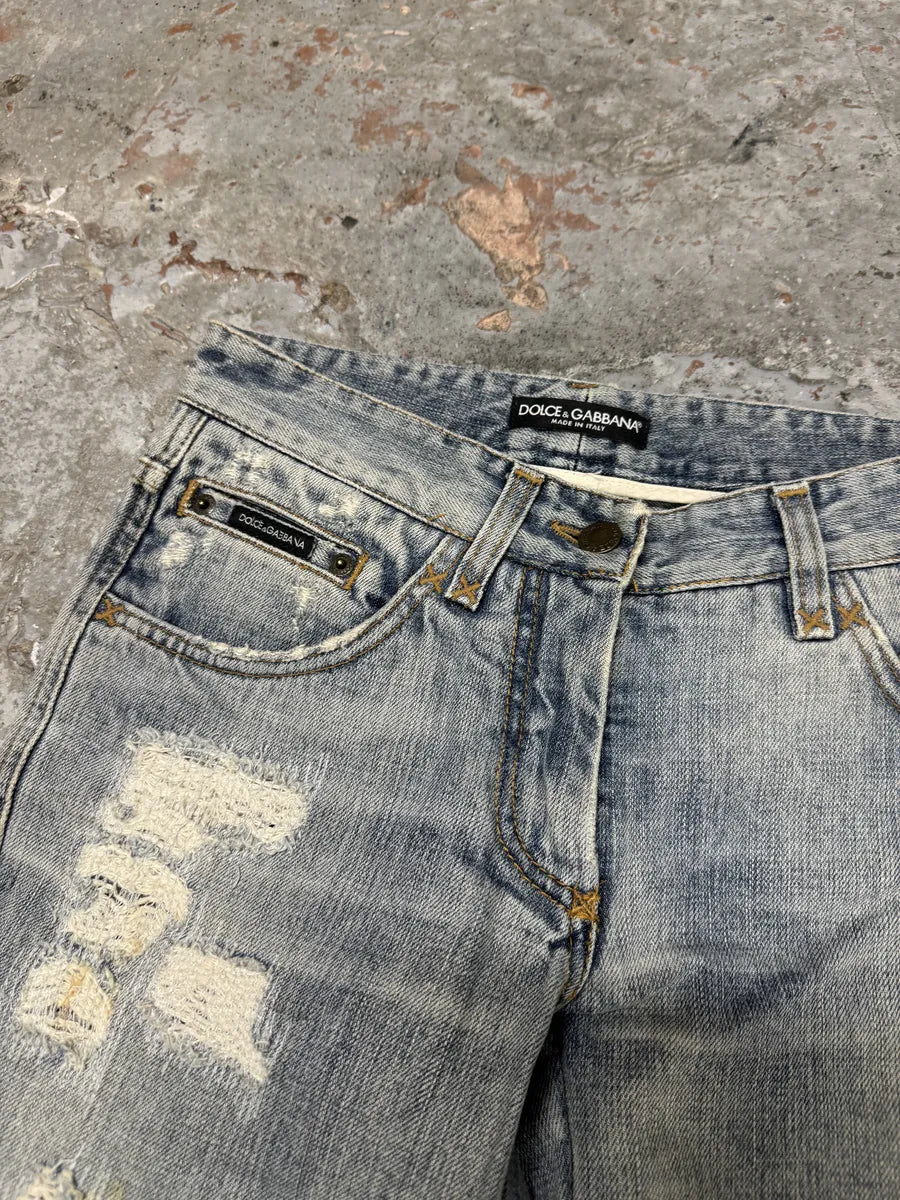 2000s Dolce & Gabbana Blue Distressed Denim Jeans EqAtvFM 3