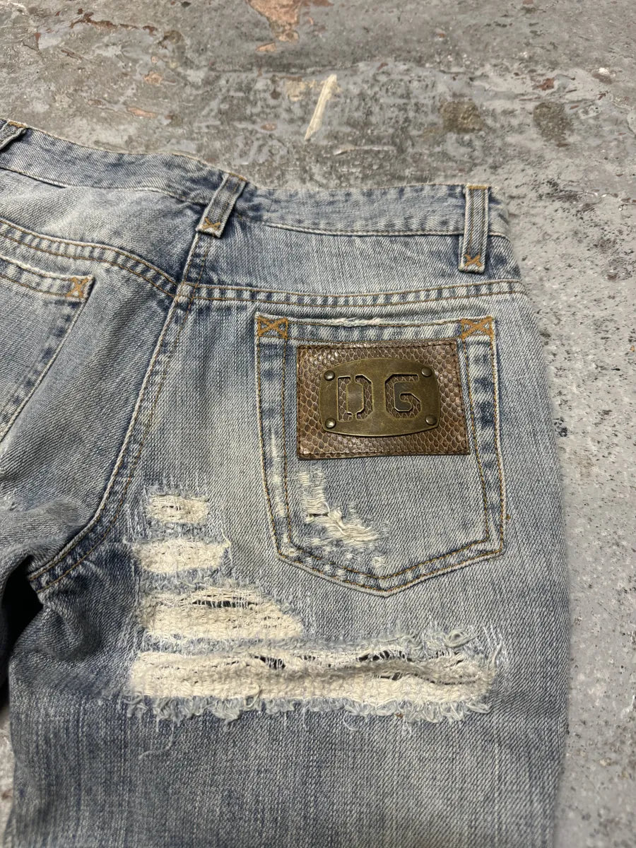 2000s Dolce & Gabbana Blue Distressed Denim Jeans EqAtvFM 5