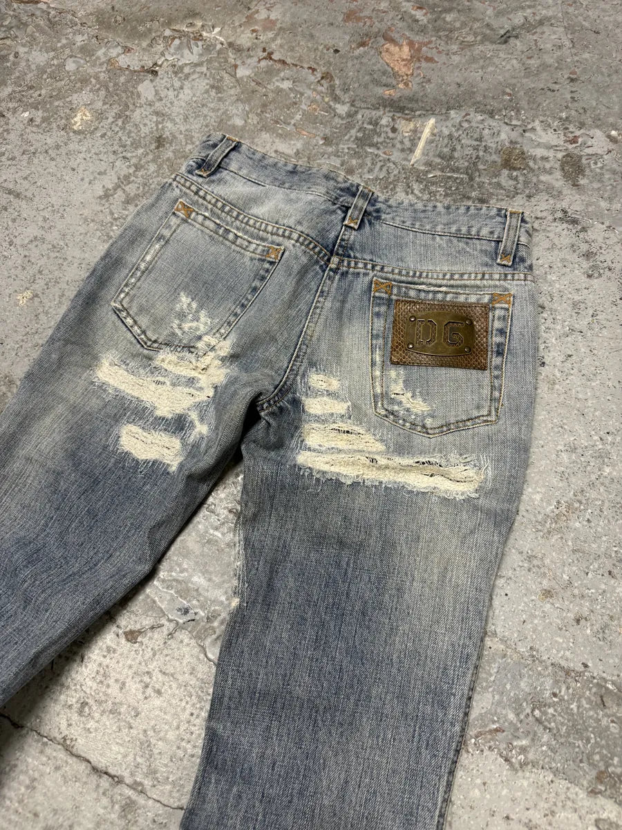 2000s Dolce & Gabbana Blue Distressed Denim Jeans EqAtvFM 6