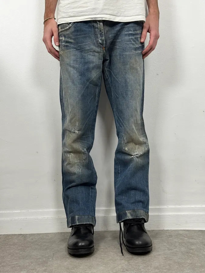 2000s Dolce & Gabbana Blue Distressed Denim Jeans FcAfncK 0