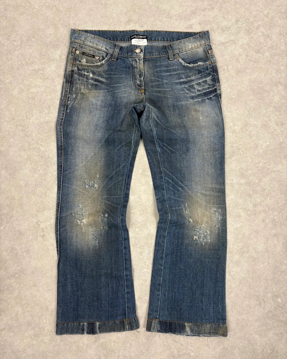 2000s Dolce & Gabbana Blue Distressed Denim Jeans FcAfncK 3