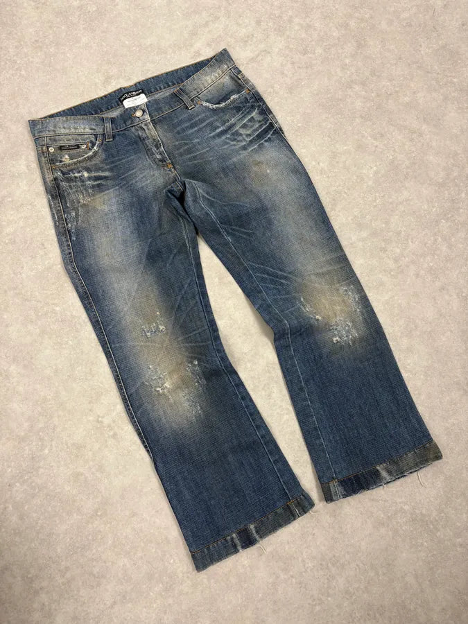 2000s Dolce & Gabbana Blue Distressed Denim Jeans FcAfncK 4