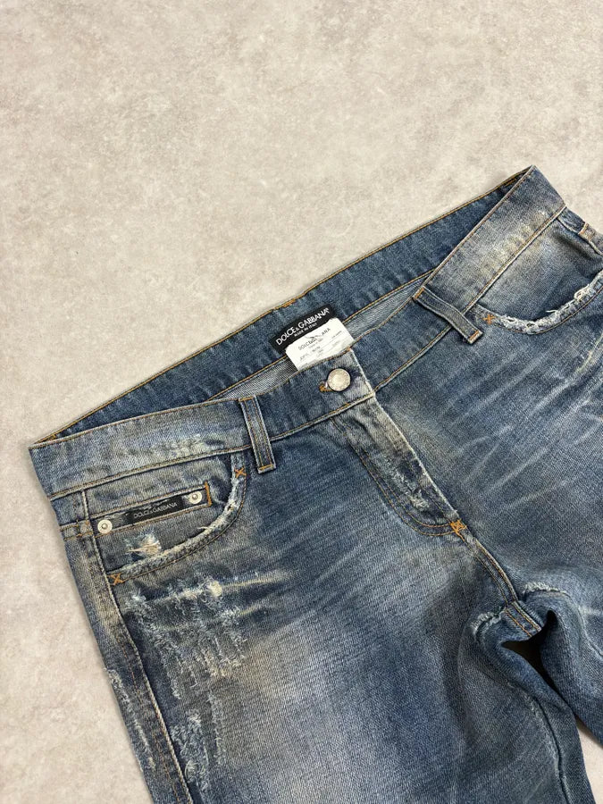 2000s Dolce & Gabbana Blue Distressed Denim Jeans FcAfncK 5