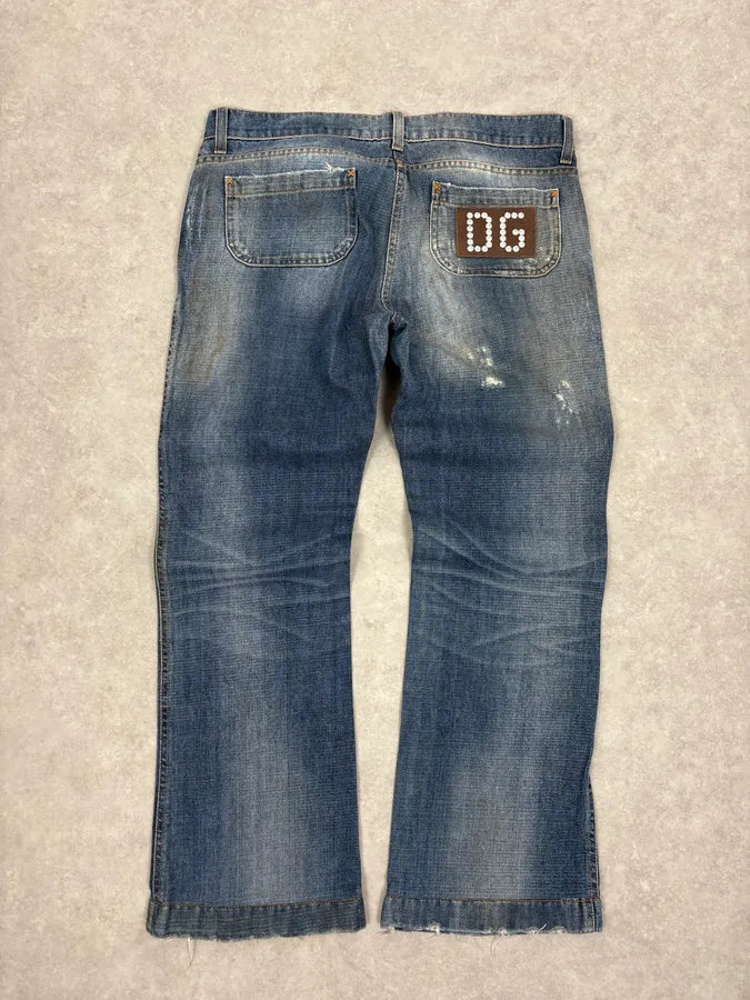 2000s Dolce & Gabbana Blue Distressed Denim Jeans FcAfncK 6