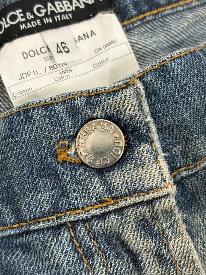 2000s Dolce & Gabbana Blue Distressed Denim Jeans FcAfncK 7