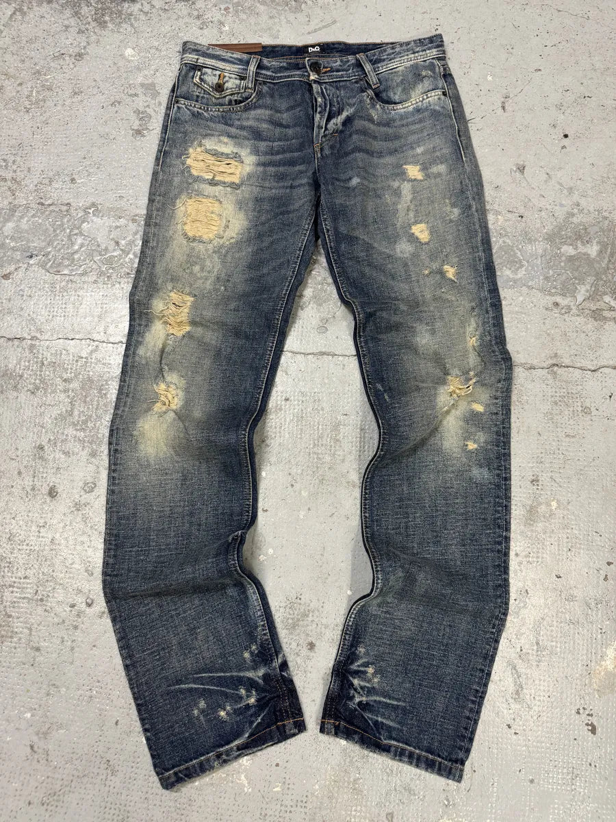 2000s Dolce & Gabbana Blue Distressed Denim Jeans FCULLaW 0