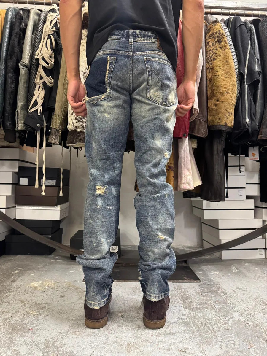 2000s Dolce & Gabbana Blue Distressed Denim Jeans FCULLaW 1