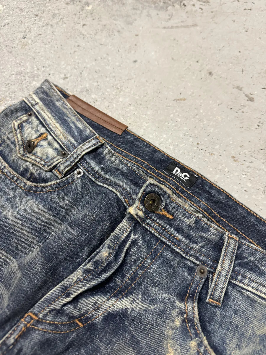 2000s Dolce & Gabbana Blue Distressed Denim Jeans FCULLaW 10