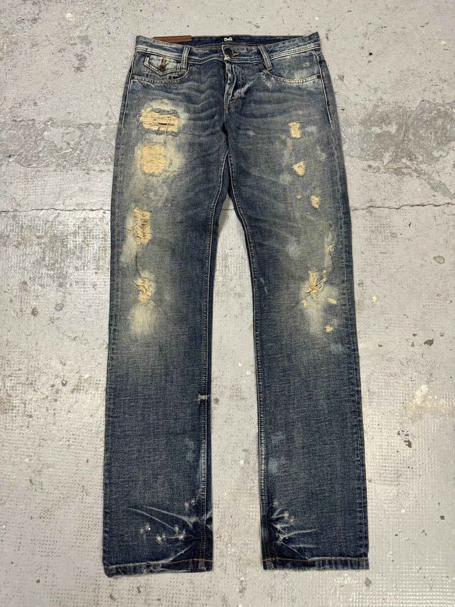 2000s Dolce & Gabbana Blue Distressed Denim Jeans FCULLaW 5