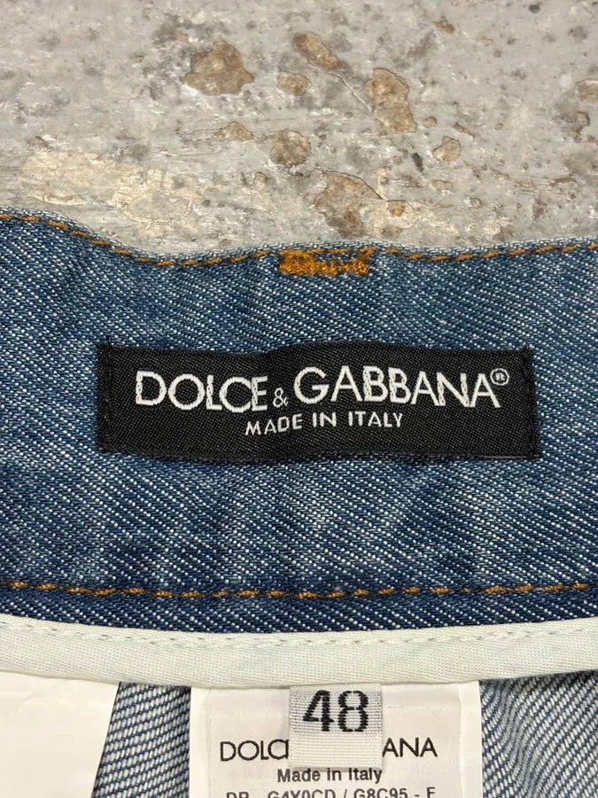 2000s Dolce & Gabbana Blue Distressed Denim Jeans JaIAZkp 6