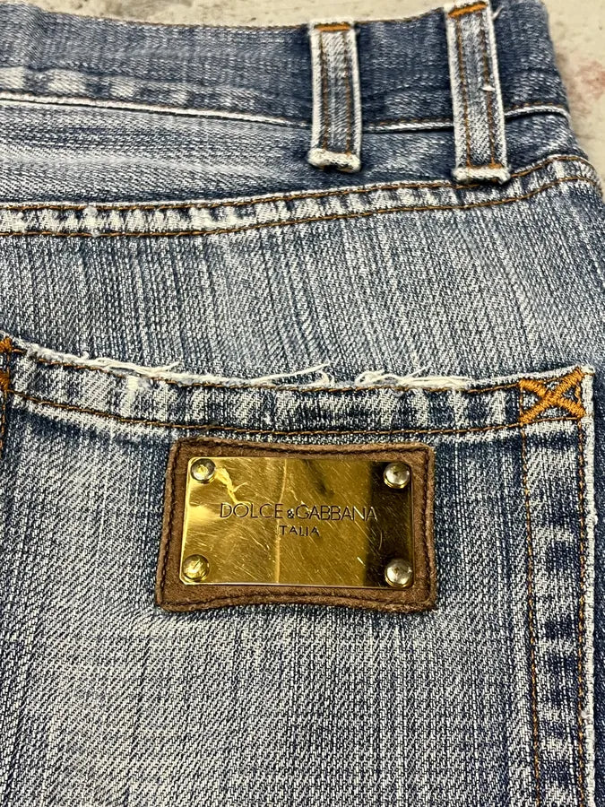 2000s Dolce & Gabbana Blue Distressed Denim Jeans LQmJwQl 10