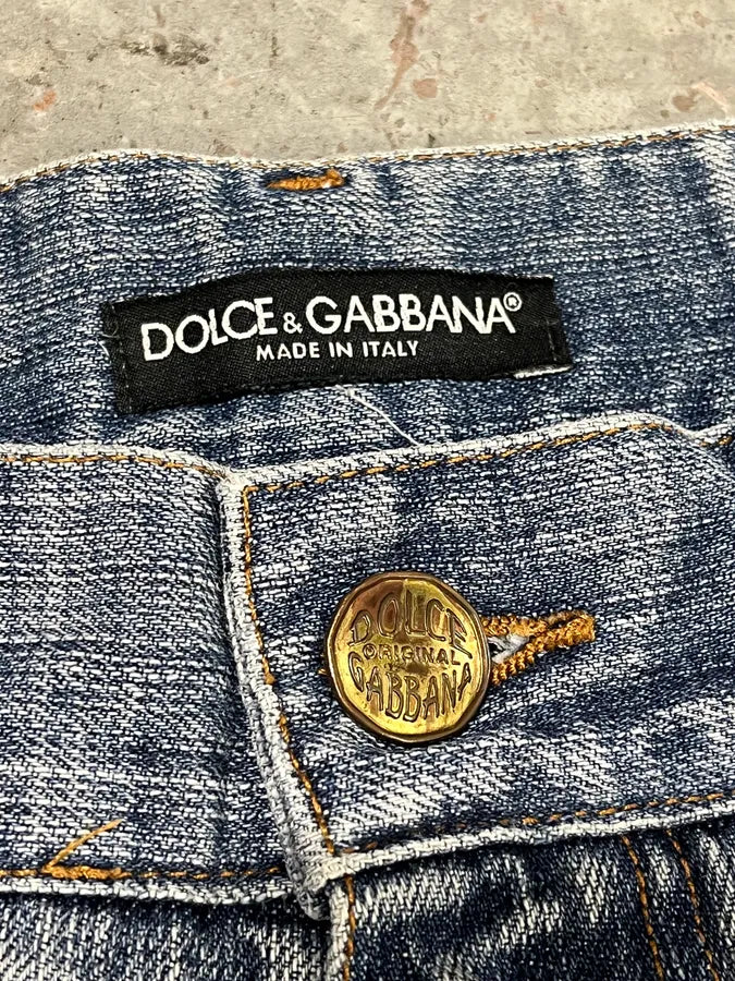 2000s Dolce & Gabbana Blue Distressed Denim Jeans LQmJwQl 7
